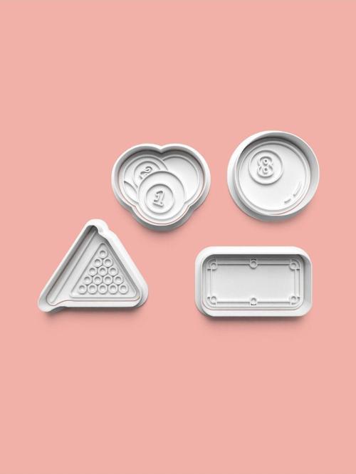 Bilardo Kurabiye Kalıbı Ve Şeker Hamuru Kalıbı 4'Lü Set