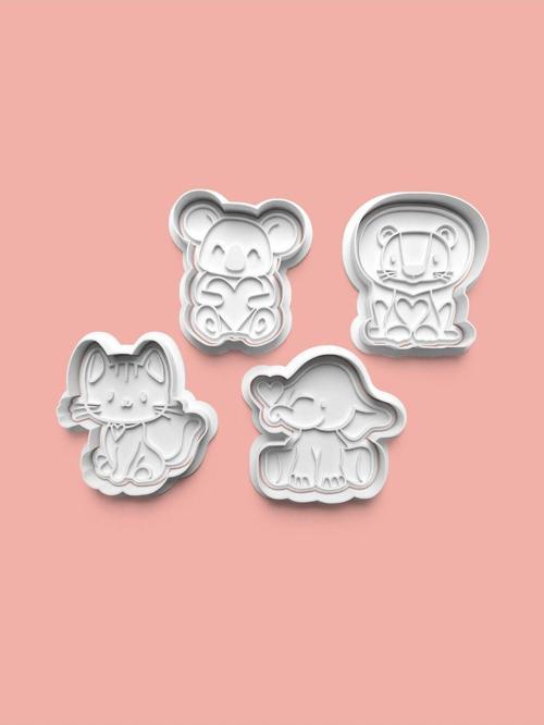 Kalpli Hayvanlar Kurabiye Kalıbı Ve Şeker Hamuru Kalıbı 4'Lü Set