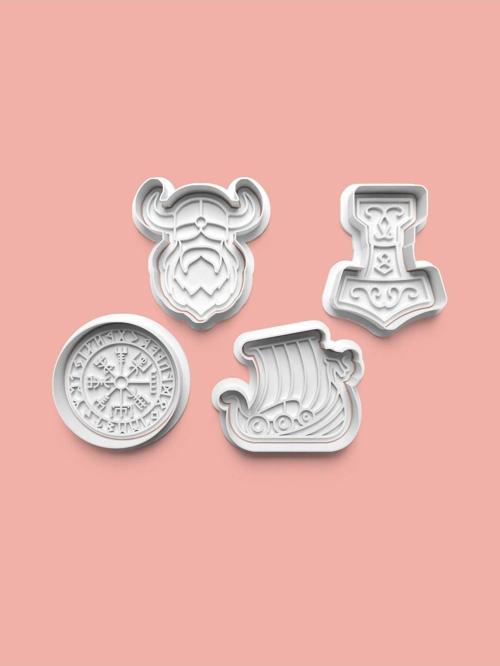 Viking Kurabiye Kalıbı Ve Şeker Hamuru Kalıbı 4'Lü Set