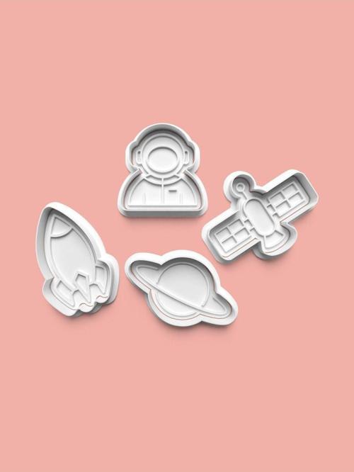 Uzay Kurabiye Kalıbı Ve Şeker Hamuru Kalıbı 4'Lü Set