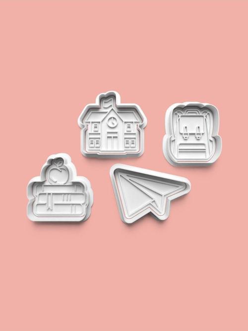 Okul Teması Kurabiye Kalıbı Ve Şeker Hamuru Kalıbı 4'Lü Set