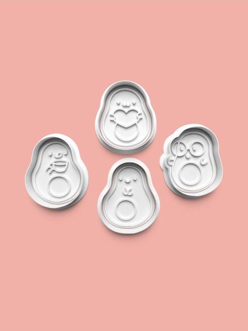 Sevimli Avokado Kurabiye Kalıbı Ve Şeker Hamuru Kalıbı 4'Lü Set