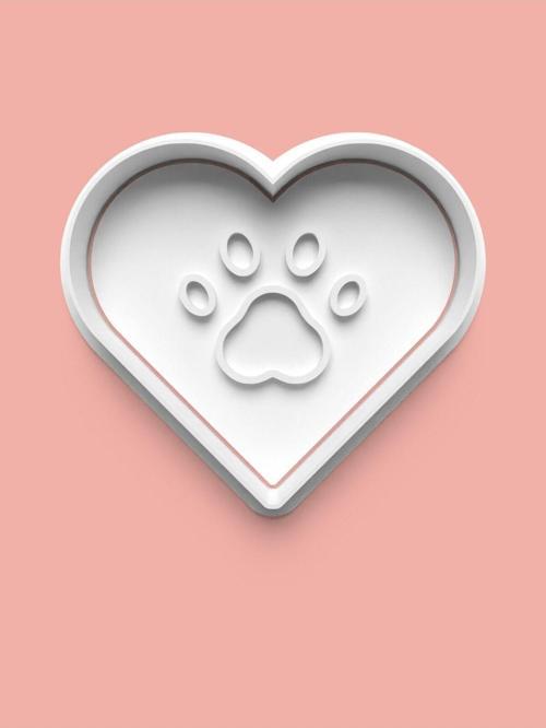 Kalp Temalı Köpek Patisi Kurabiye Kalıbı Ve Şeker Hamuru Kalıbı