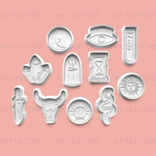 Tarot Seti Kurabiye Kalıbı Ve Şeker Hamuru Kalıbı 11'Li Set