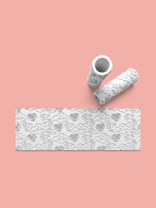 Bulut Dokulu Hamur Seramik Polimer Kil Desen Verici Rulo Silindir 10 Cm Uzunluk 0769-7