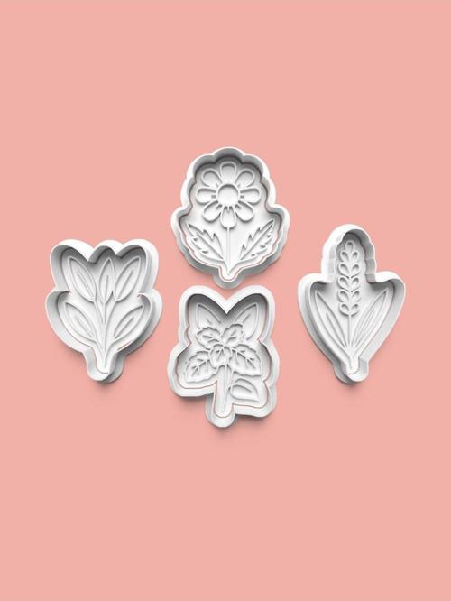 Bitki Çiçekleri Kurabiye Kalıbı Ve Şeker Hamuru Kalıbı 4'Lü Set