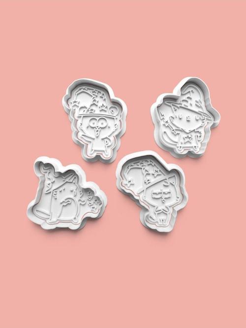 Sihirbaz Kedi Kurabiye Kalıbı Ve Şeker Hamuru Kalıbı 4'Lü Set