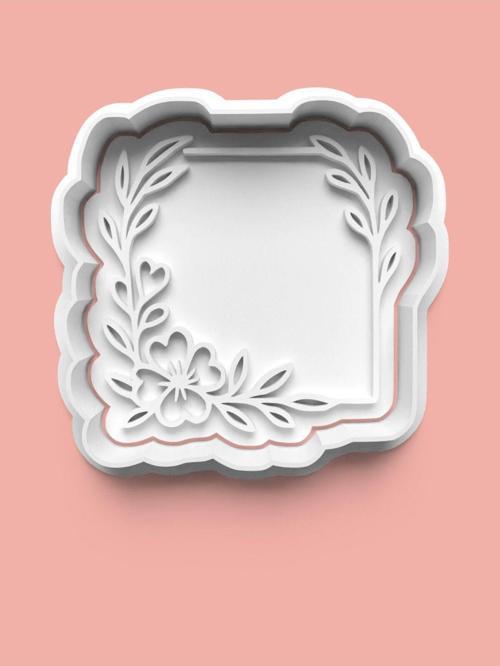 Çiçek Dekorlu Çerçeve Kurabiye Kalıbı Ve Şeker Hamuru Kalıbı