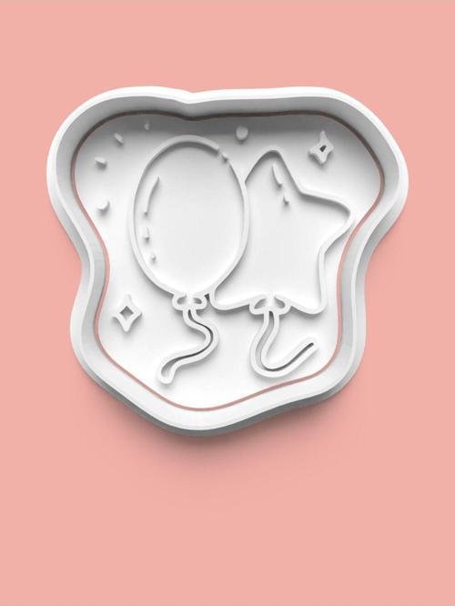 Parti Temalı Yıldız Ve Balonlu Kurabiye Kalıbı Ve Şeker Hamuru Kalıbı