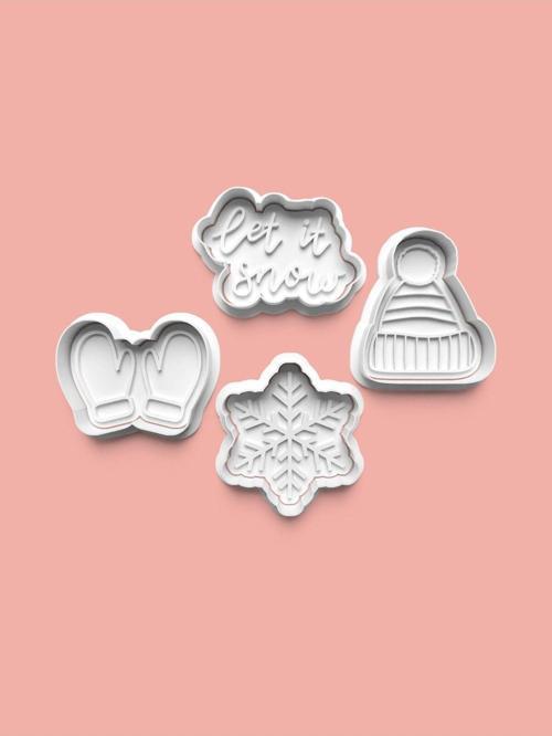 Kış Mevsimi Teması Kurabiye Kalıbı Ve Şeker Hamuru Kalıbı 4'Lü Set