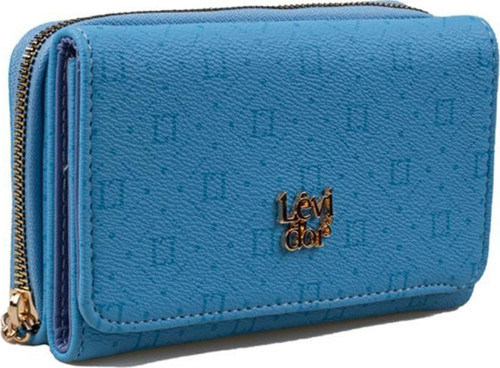 Levidor Mavi Geniş Boy Monogram Baskı Kadın Cüzdan