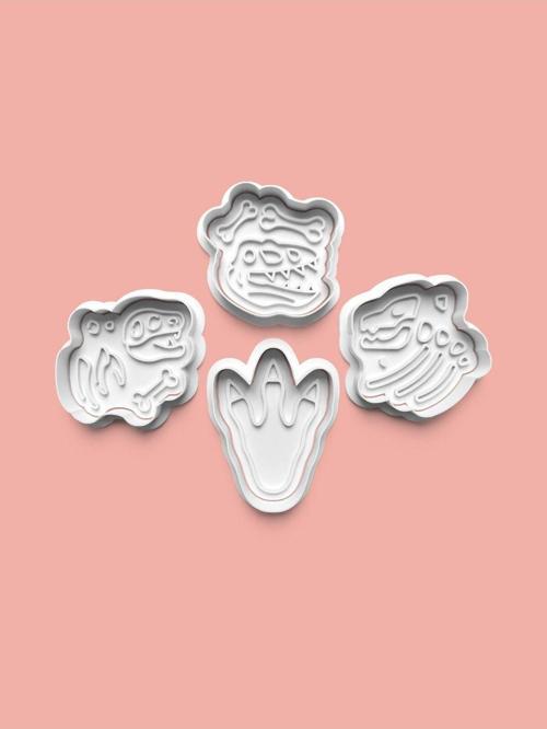 Dinozor Fosili Kalıbı Ve Şeker Hamuru Kalıbı 4'Lü Set