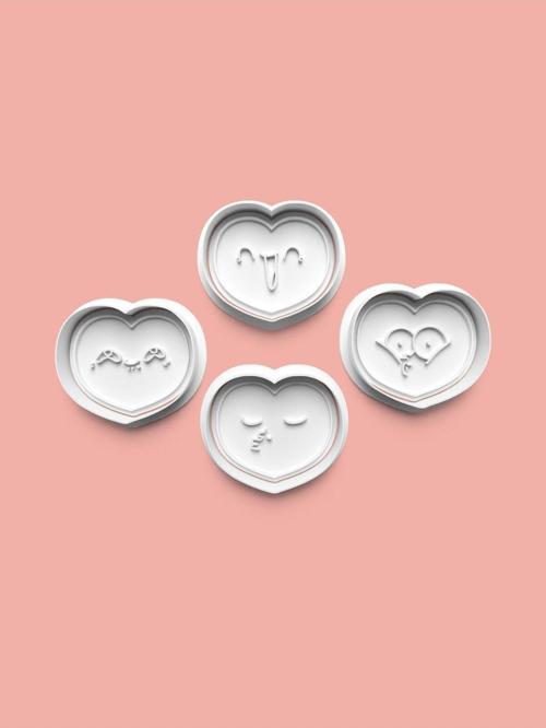 Sevimli Kalpler Kurabiye Kalıbı Ve Şeker Hamuru Kalıbı 4'Lü Set