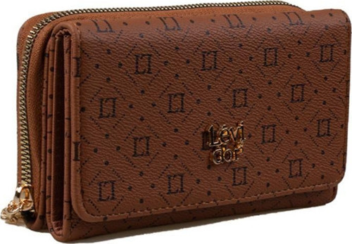 Levidor Taba Geniş Boy Monogram Baskı Kadın Cüzdan