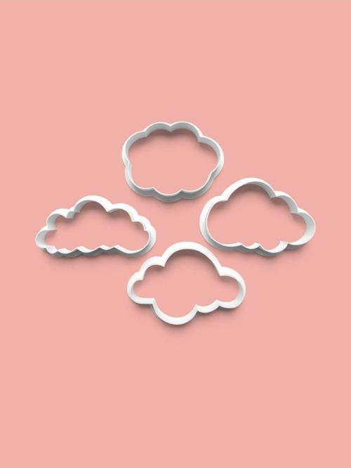 Bulut Basit Kesici Kurabiye Kalıbı Ve Şeker Hamuru Kalıbı 4'Lü Set