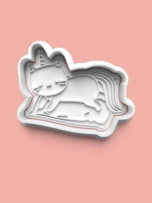 Unicorn Temalı Kedicik Figürü Kurabiye Kalıbı Ve Şeker Hamuru Kalıbı