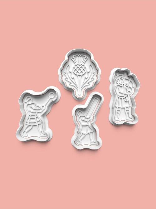 İskoç Yayla Oyunları Kurabiye Kalıbı Ve Şeker Hamuru Kalıbı 4'Lü Set