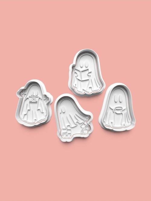 Hayalet Figürü Kurabiye Kalıbı Ve Şeker Hamuru Kalıbı 4'Lü Set