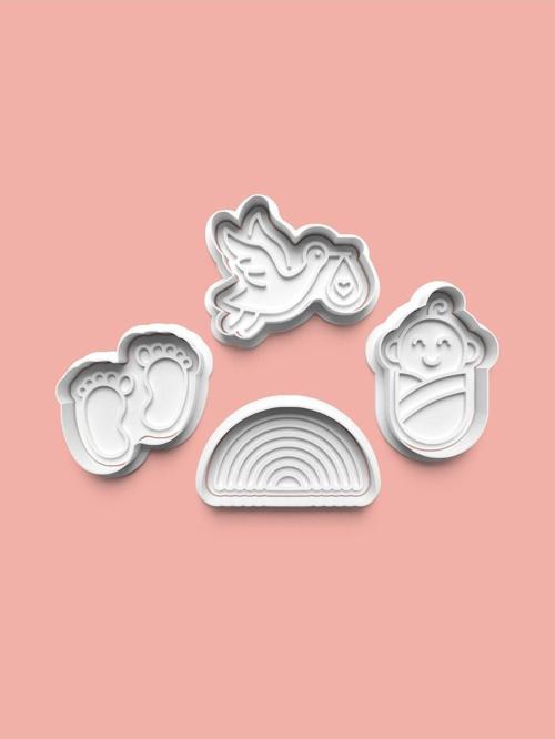 Yenidoğan Bebek Kurabiye Kalıbı Ve Şeker Hamuru Kalıbı 4'Lü Set