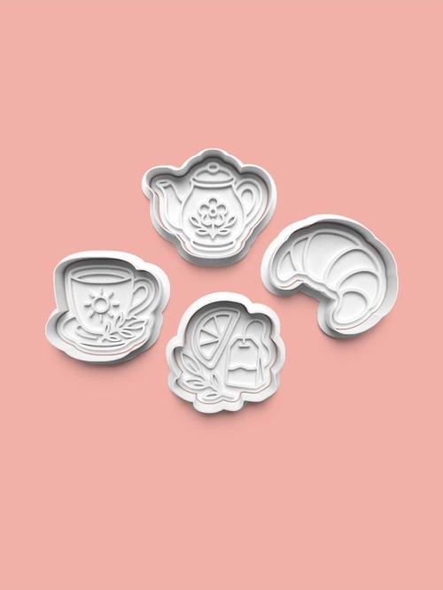Sabah Çayı Teması Kurabiye Kalıbı Ve Şeker Hamuru Kalıbı 4'Lü Set