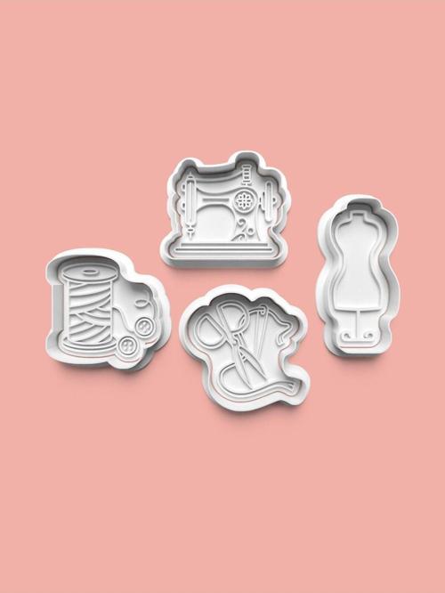Dikiş Ve Yorgancılık Teması Kurabiye Kalıbı Ve Şeker Hamuru Kalıbı 4'Lü Set