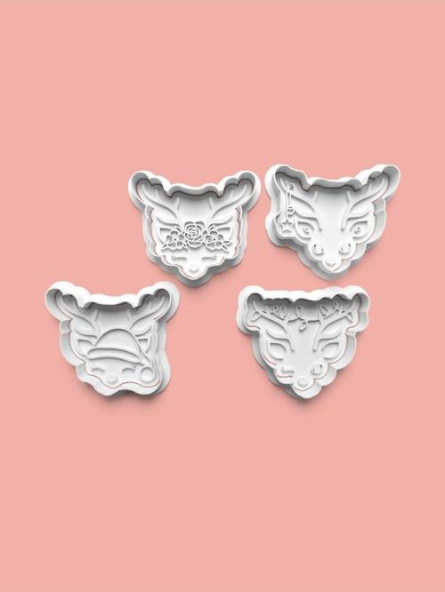 Ren Geyiği Kurabiye Kalıbı Ve Şeker Hamuru Kalıbı 4'Lü Set