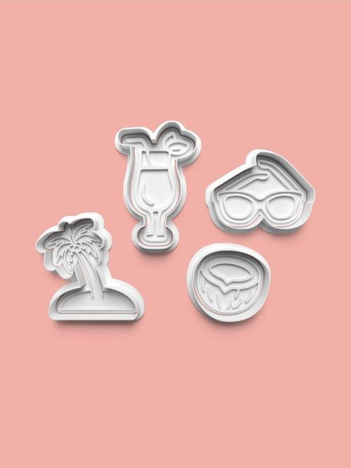 Tropikal Kurabiye Kalıbı Ve Şeker Hamuru Kalıbı 4'Lü Set