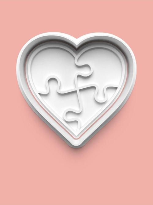 Puzzle Temalı Kalp Kurabiye Kalıbı Ve Şeker Hamuru Kalıbı
