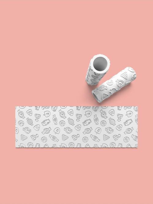Hamur Seramik Polimer Kil Desen Verici Rulo Silindir 10 Cm Uzunluk 0703-1