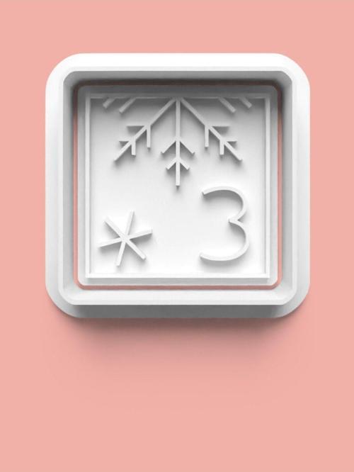 Kareli 3 Numara Figürü Kurabiye Kalıbı Ve Şeker Hamuru Kalıbı - Üç Rakamı