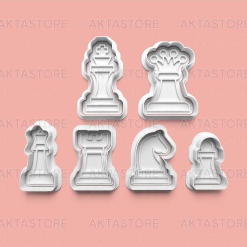 Satranç Seti Kurabiye Kalıbı Ve Şeker Hamuru Kalıbı 6'Lı Set