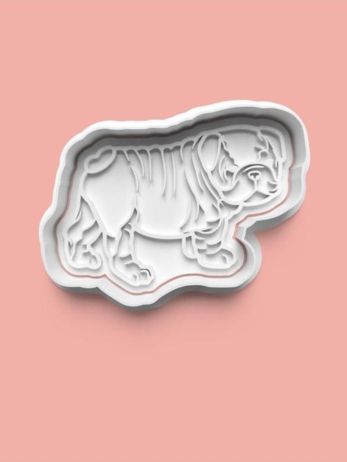 English Bulldog Köpek Figürü Kurabiye Kalıbı Ve Şeker Hamuru Kalıbı