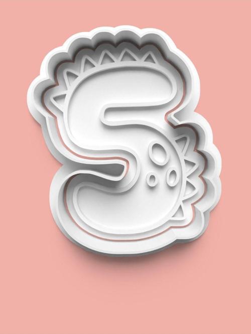 5 Numara Dinozor Figürlü Kurabiye Kalıbı Ve Şeker Hamuru Kalıbı - Beş Rakamı