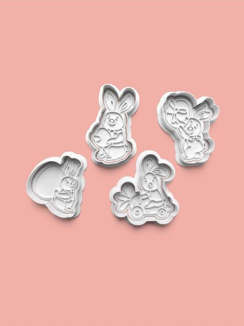 Tavşan Figürü Kurabiye Kalıbı Ve Şeker Hamuru Kalıbı 4'Lü Set