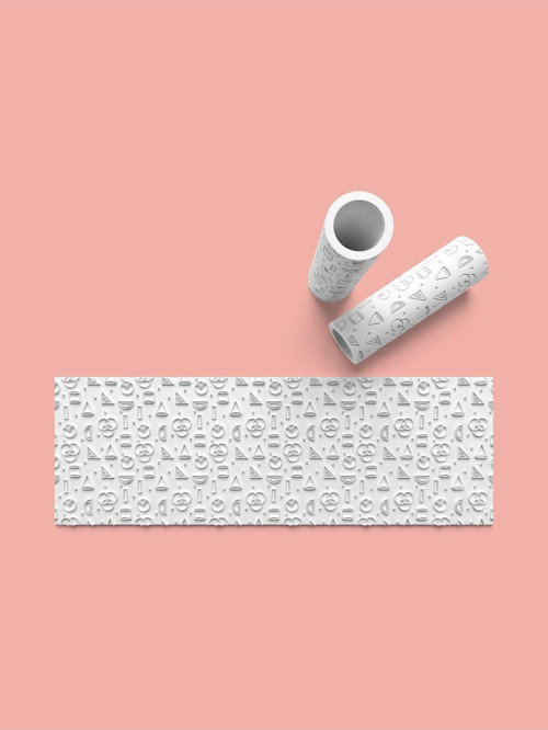 Matematik Dokulu Hamur Seramik Polimer Kil Desen Verici Rulo Silindir 10 Cm Uzunluk 0907-6