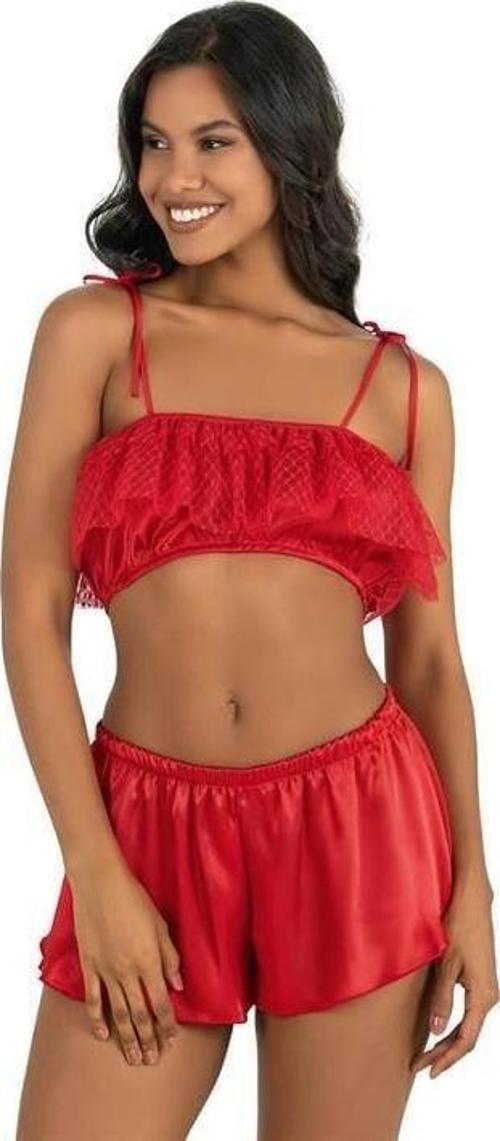 Arias Closet Kırmızı Saten Şort Takımı 9206 OZN-22535