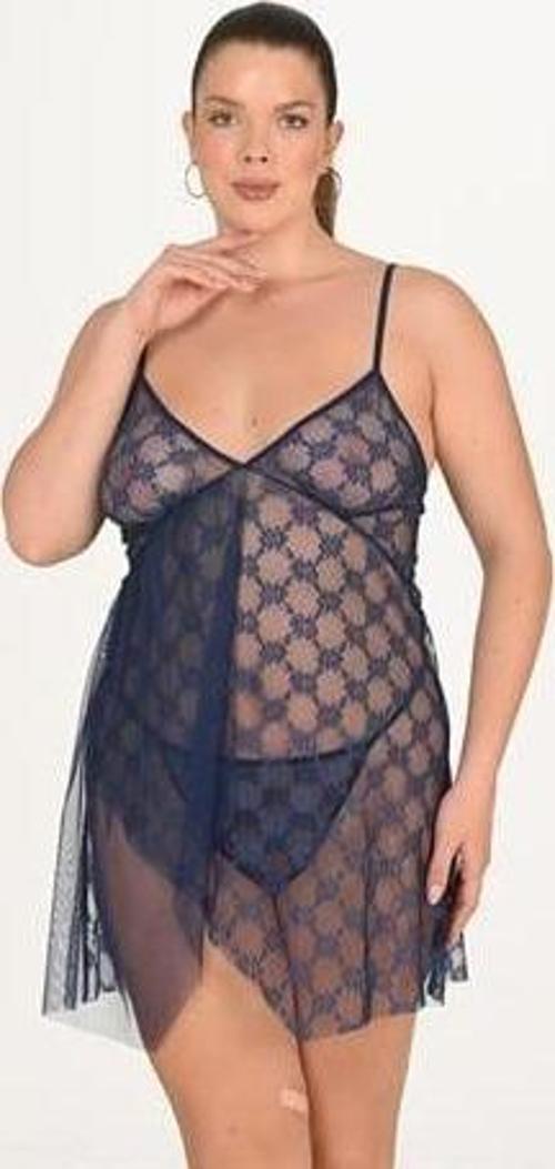 Arias Closet Büyük Beden Lacivert Gecelik 3046 OZN-22677