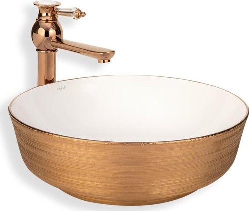 Lena Tezgah Üstü Lavabo Rose&Beyaz E-5004R