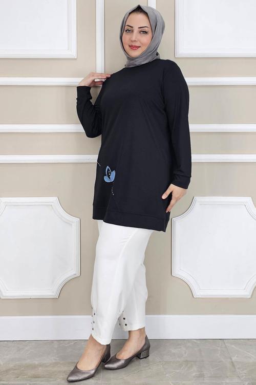 KADIN ÇİÇEK DİKME DETAYLI TESETTÜR TUNİK