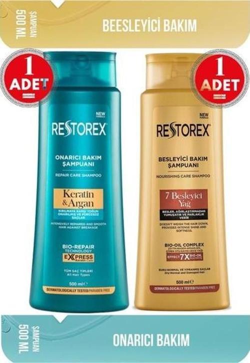 Bakım Şampuanı 7 Besleyici Yağ 500 Ml + Keratin & Argan Şampuan 500 Ml Besleyici Yağ + Keratin