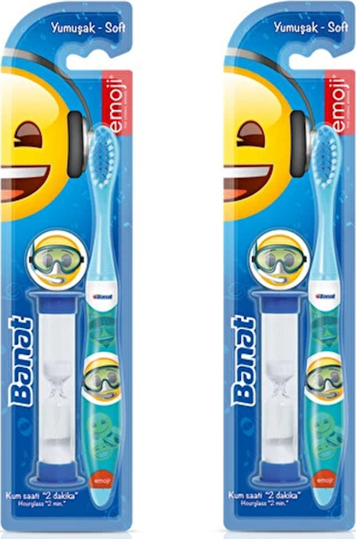 Emoji Çocuk Diş Fırçası Yumuşak Kum Saatli x 2 Adet