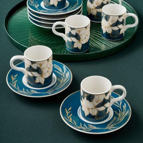 Camelia 12 Parça 6 Kişilik Kahve Fincan Takımı 67092 Mavi