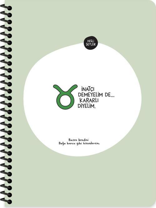 Burçlar Serisi 16,5x22,5 Kareli Spiralli Stickerli Defter - İnatçı Demeyelim De Kararlı Diyelim