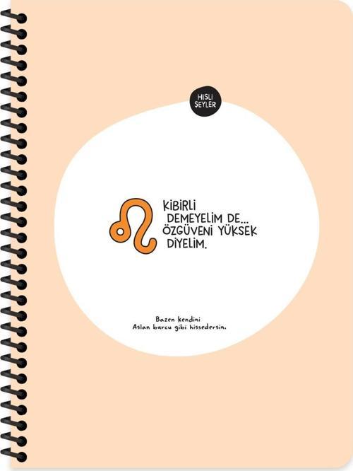 Burçlar Serisi 16,5x22,5 Kareli Spiralli Stickerli Defter - Kibirli Demeyelim De Özgüveni Yüksek Diyelim