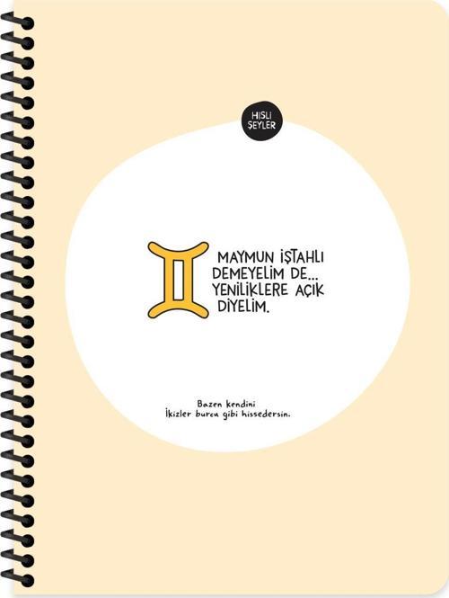 Burçlar Serisi 16,5x22,5  Kareli Spiralli Stickerli Defter - Maymun İştahlı Demeyelim De Yeniliklere Açık D