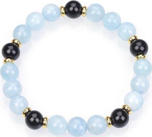 Obsidyen &Amp; Akuamarin Doğal Taş Bileklik 8Mm