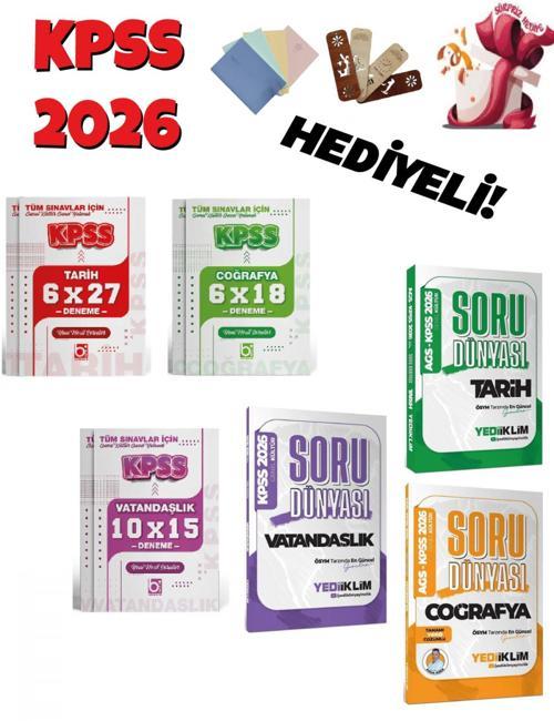 2026 KPSS - AGS Genel Kültür Tüm Dersler Soru Bankası ve Deneme Seti 6 Kitap Bigelio ve Yediiklim Ya