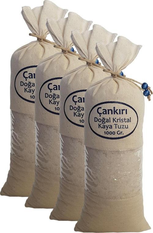 Çankırı Tuzu 4 Kg. (1KG.X4AD.) Bez Torbada Iri Taneli Çankırı Tuz Kristal Kaya Tuzu Orijinal Çankırı