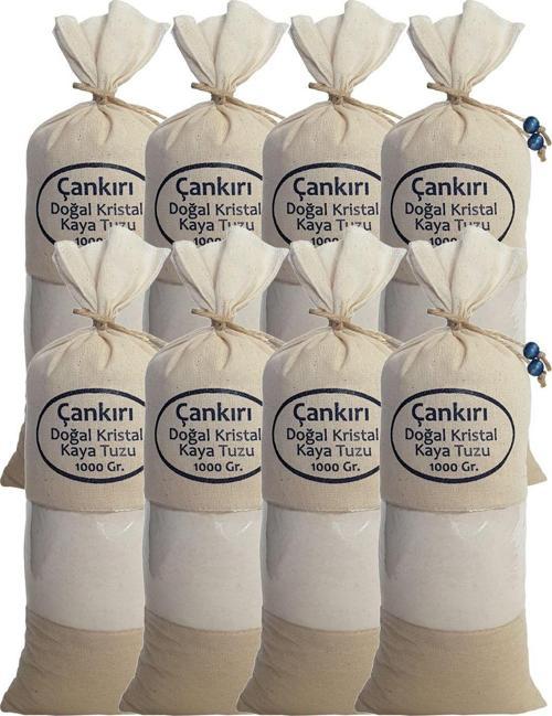 Çankırı Tuzu 8 Kg. (1KG.X8AD.) Bez Torbada Ince Çekim Yemeklik Çankırı Tuz Kaya Tuzu Kristal Tuz