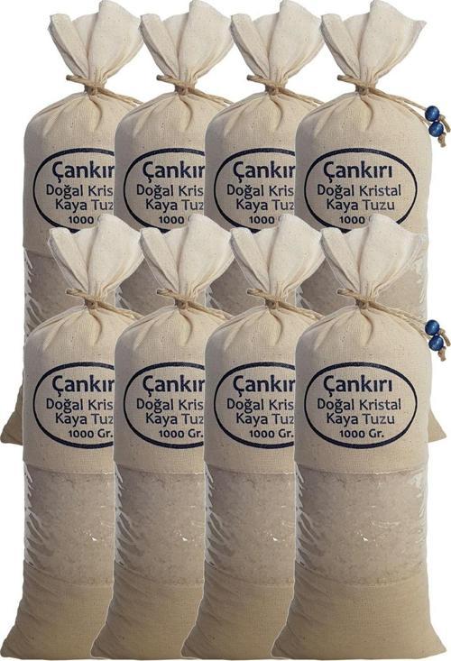 Çankırı Tuzu 8 Kg. (1KG.X8AD.) Bez Torbada Iri Taneli Çankırı Tuz Kristal Kaya Tuzu Orijinal Çankırı